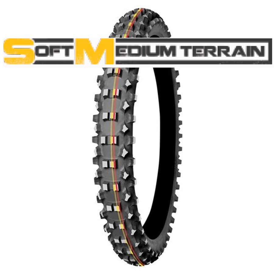 Mitas Terra Force-MX SM Front Tire 80/100-21 51M (Red & Yellow Stripe)