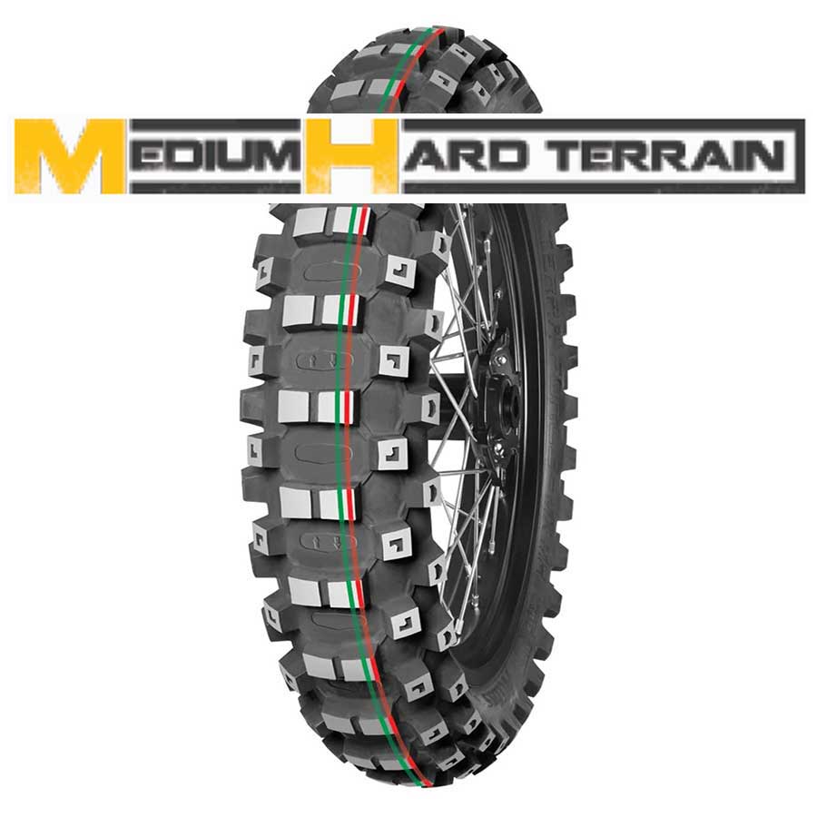 Mitas Terra Force-MX MH Rear Tire 110/90-19 62M (Red & Green Stripe)