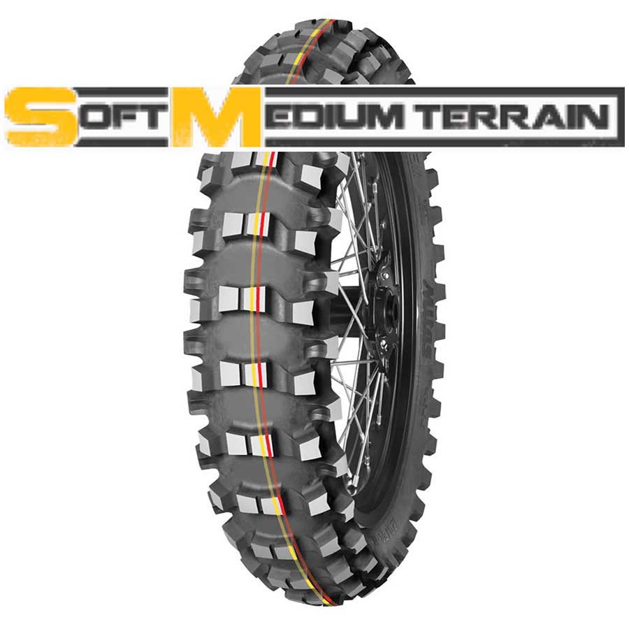 Mitas Terra Force-MX SM Rear Tire 100/90-19 57M (Red & Yellow Stripe)