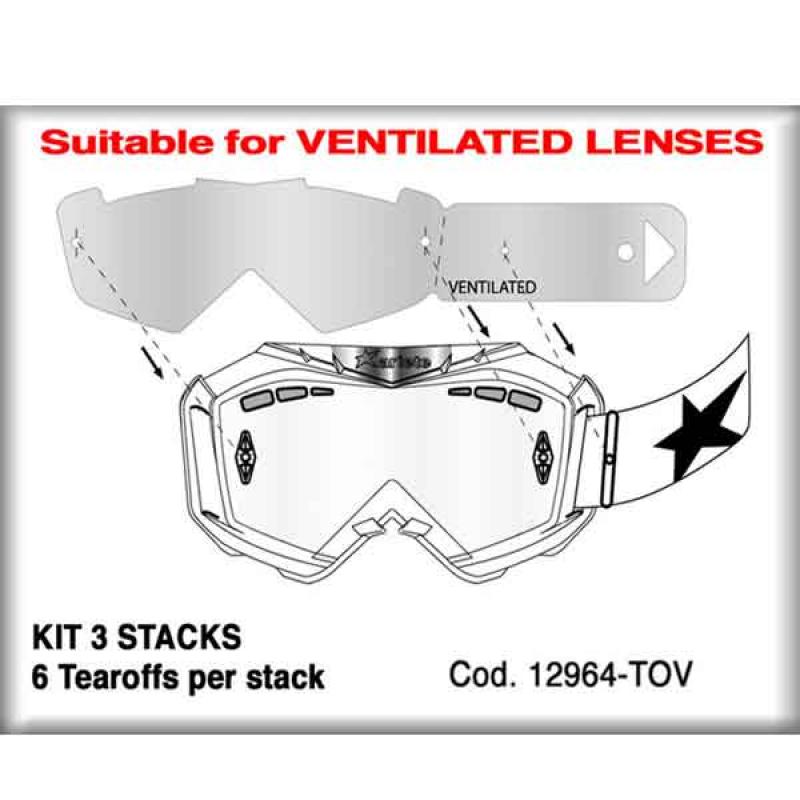 Ariete Tearoffs for Vented or Double lens (3 Stacks / 6 per Stack)
