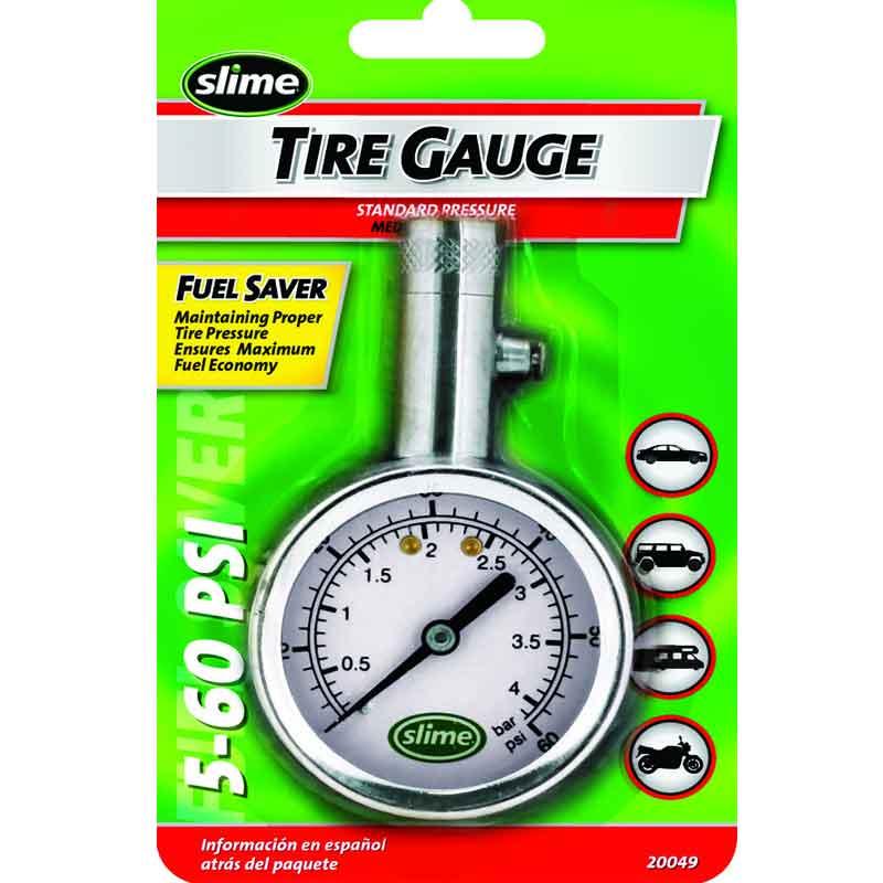 SLIME Dial Pressure Tire Gauge, Read out in PSI & BAR measurement 