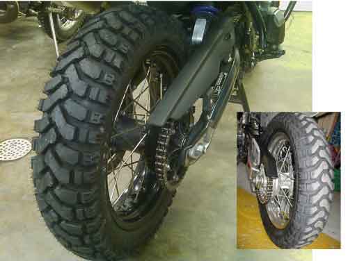 Mitas E-07 dual sport rear tire mounted