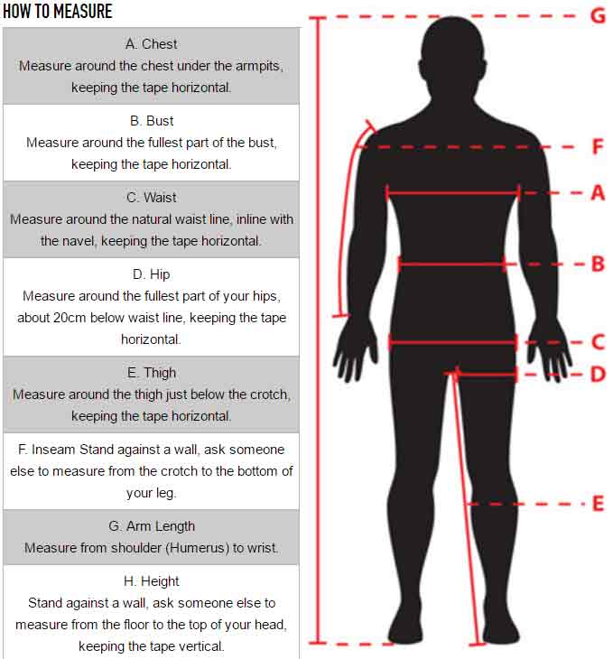 Motorcycle Size Chart